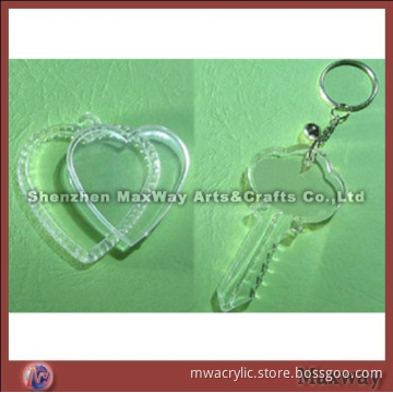 Elegant clear polished key-shaped promotional acrylic/PMMA key chain/ring/holder with your picture o
